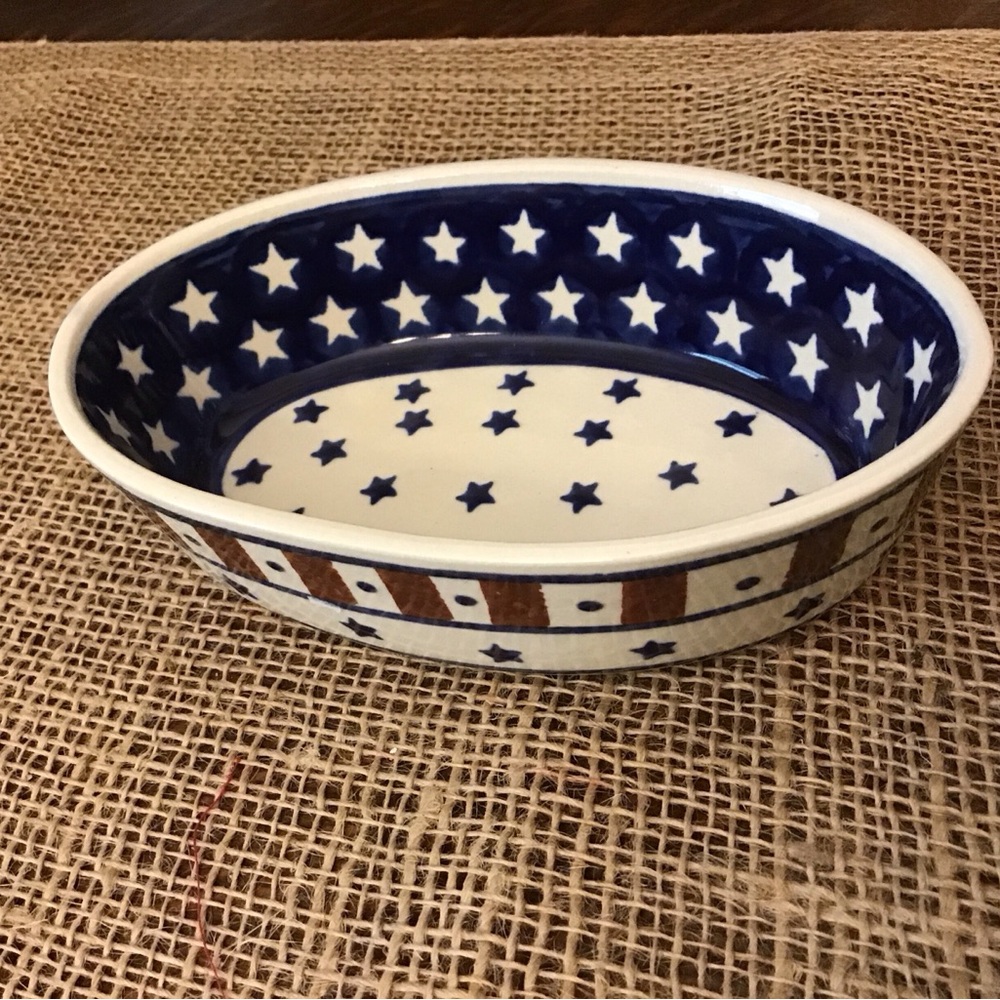 Vintage Boleslawiec Polish Pottery Handmade Oval Dish
